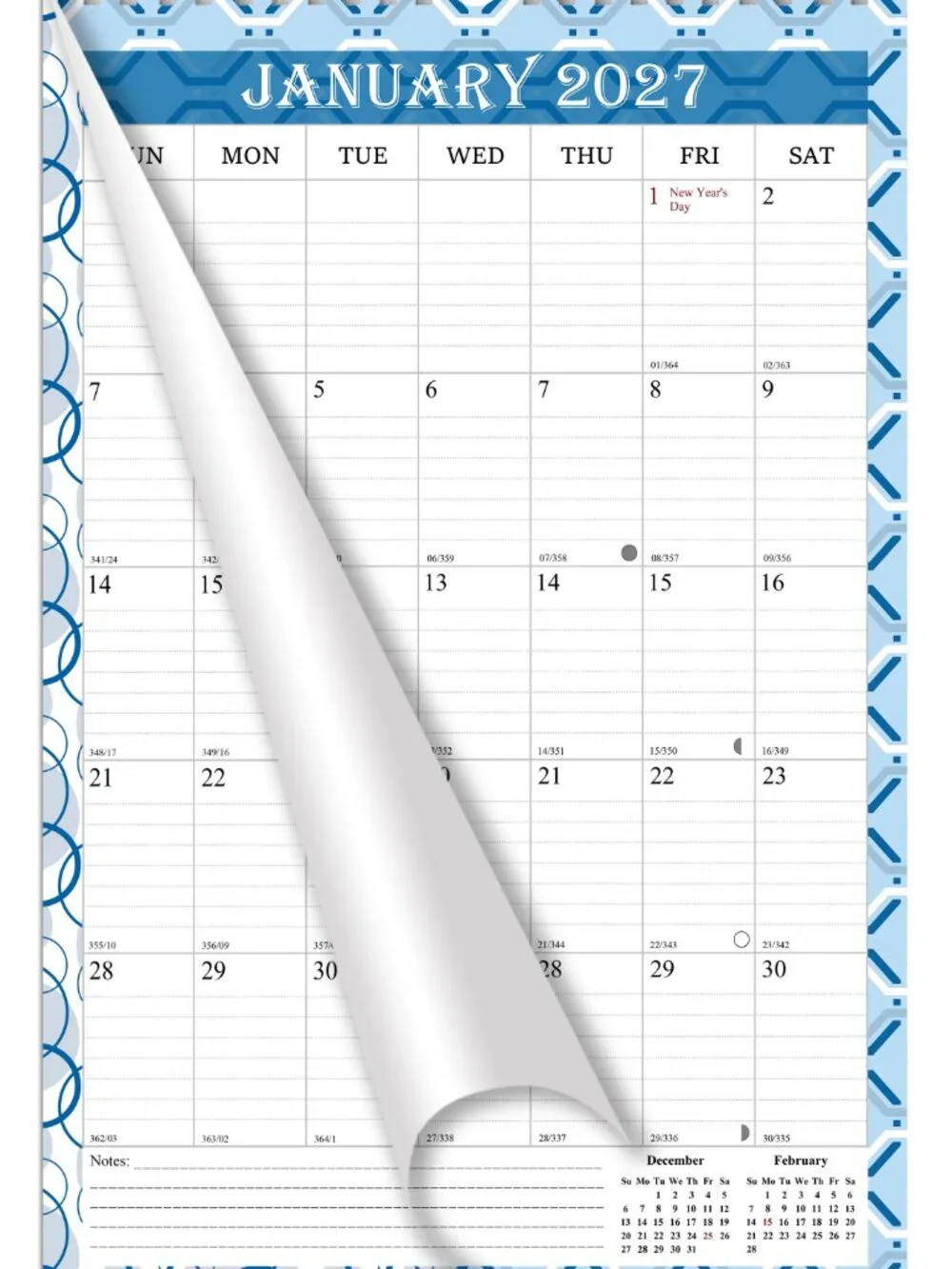 2026-2027 Wall Calendar Spiral-bound Twin-Wire Binding - 18 Months 8.5
